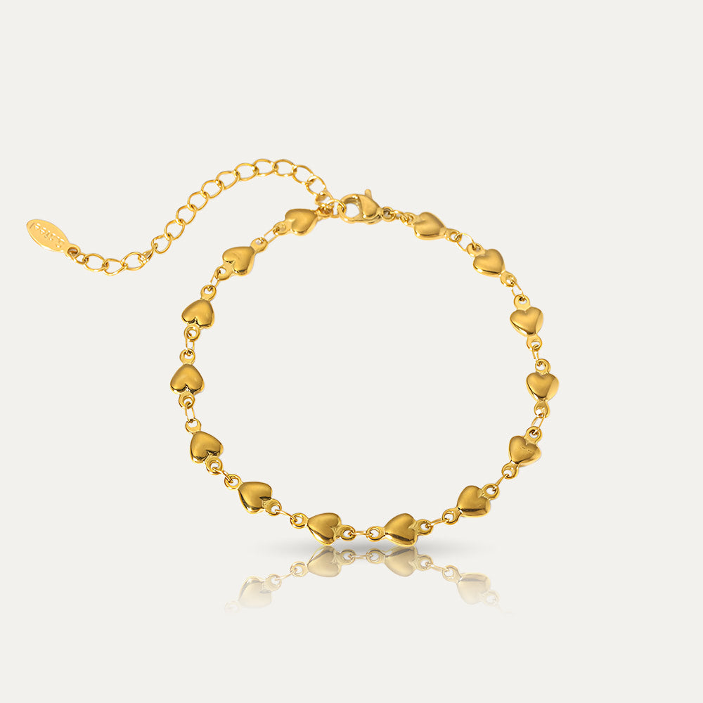 GRACIE - 18k Gold-Plated Heart Bracelet | Elegant & Adjustable Romantic Jewelry - Enkanta