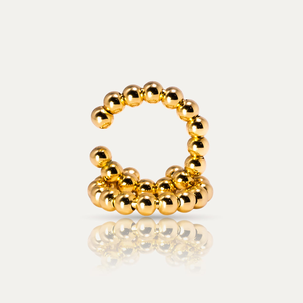adjustable gold ear cuffs with spheres design
