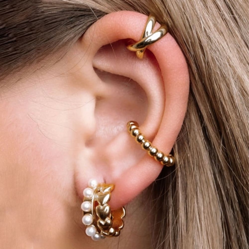 SOPHIA - 18k Gold-Plated Luminous Ear Cuff Set | Adjustable No-Piercing Jewelry, Hypoallergenic - Enkanta