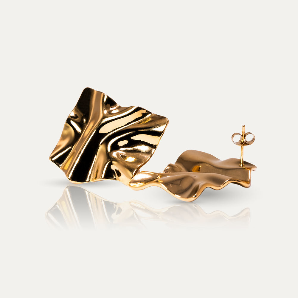 EMMA - 18k Gold-Plated Moved Rectangle Earrings | High-Polish & Sophisticated Statement Jewelry - Enkanta