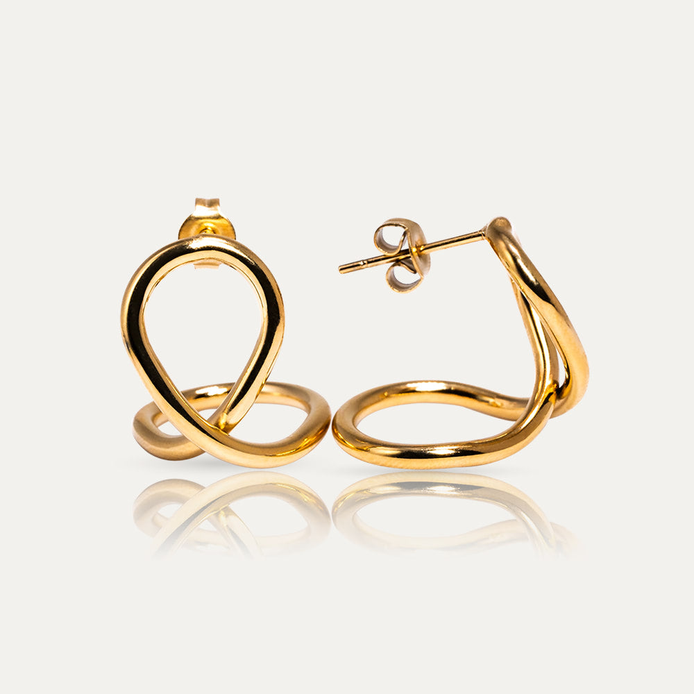 MIA - 18k Gold-Plated Organic Shape Earrings | Fluid & Elegant Design in Gold or Silver - Enkanta