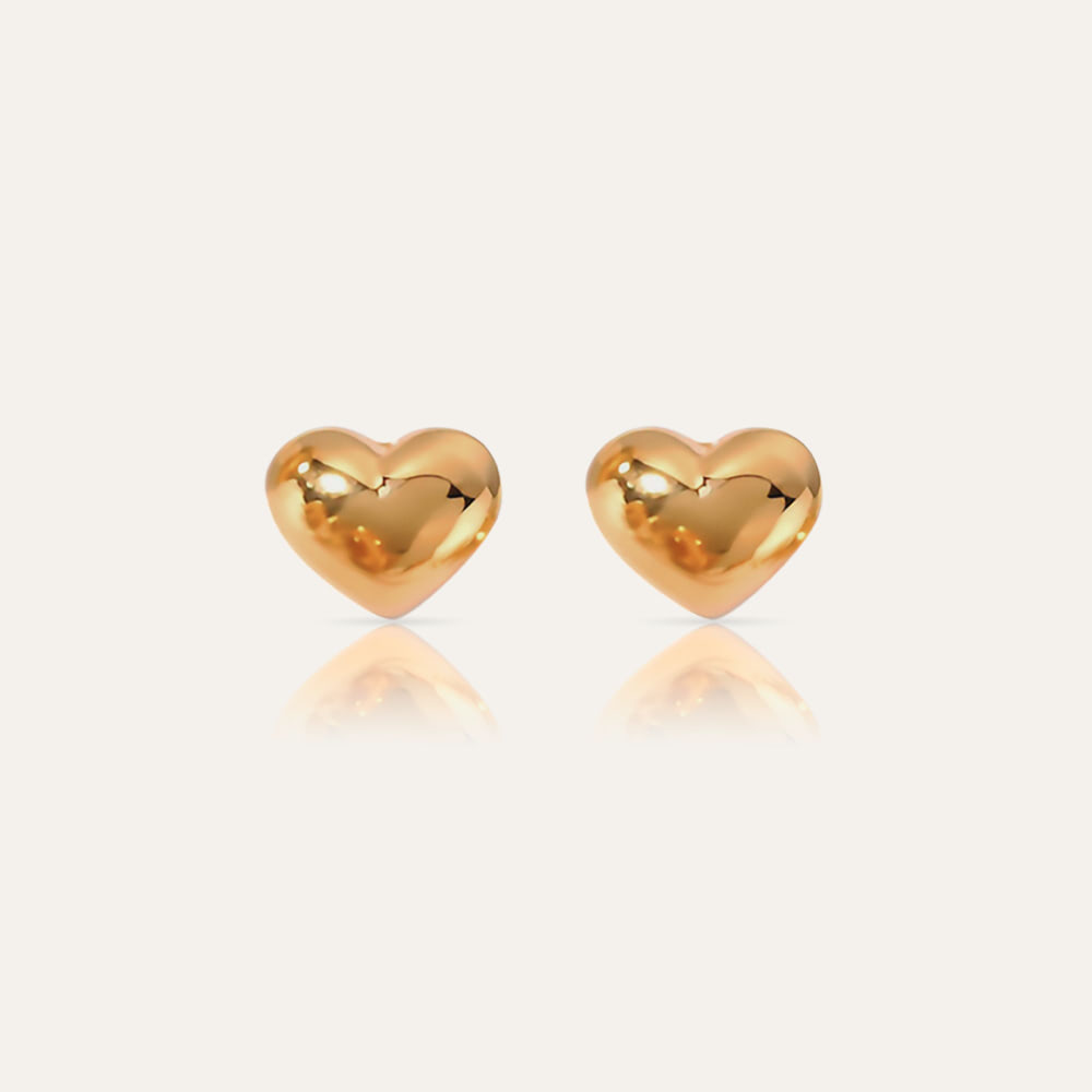 HEARTS - 18k Gold-Plated Puffy Heart Earrings | Modern Luminous Jewelry, Hypoallergenic - Enkanta