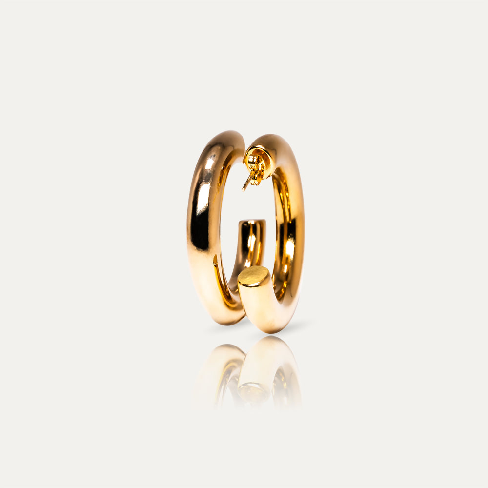 OLIVIA - 18k Gold-Plated Large Tubular Hoop Earrings | Lightweight Modern Design with High-Polish Finish - Enkanta