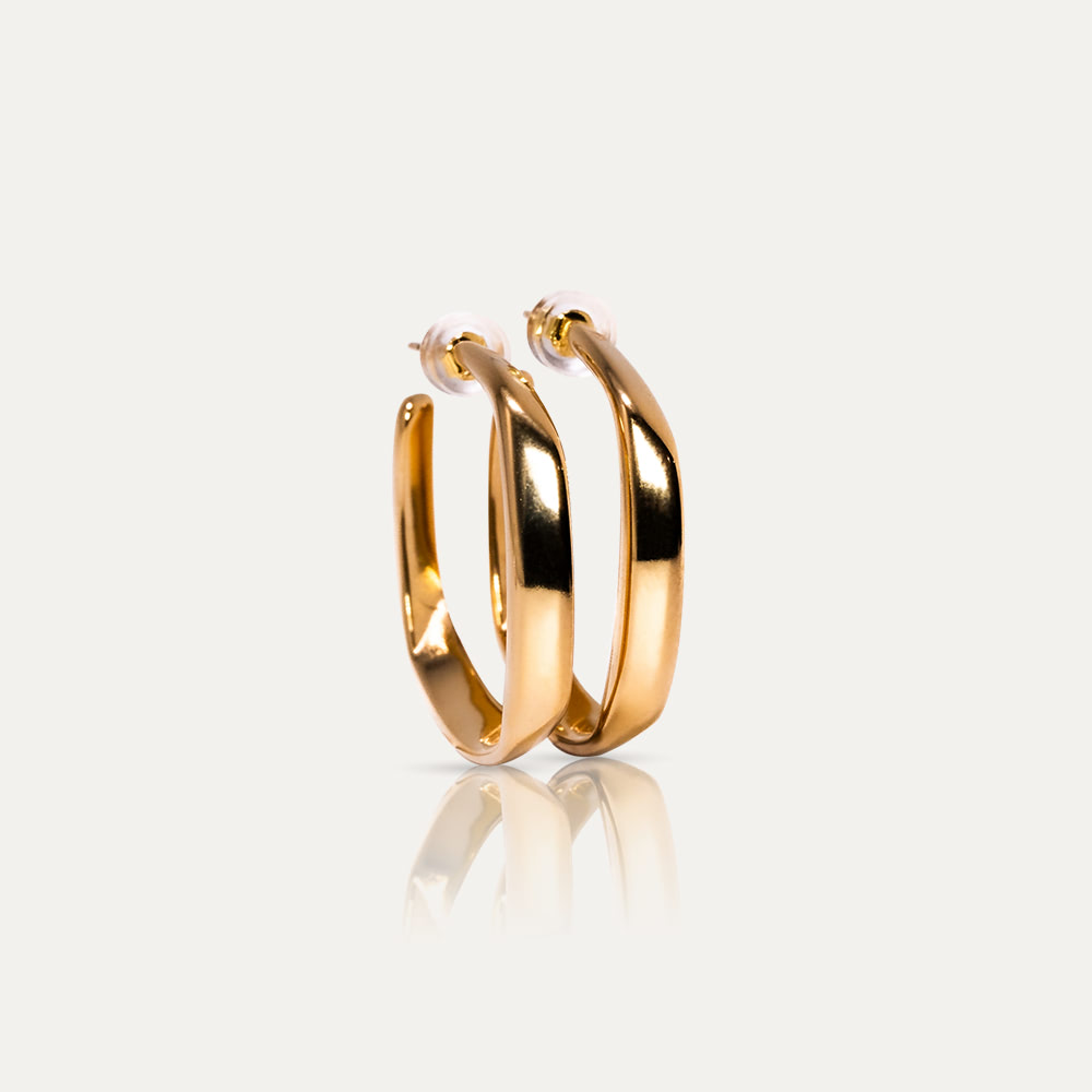 EVA - 18k Gold-Plated Square Hoops | High-Polish Versatile Statement Earrings in Gold or Silver - Enkanta