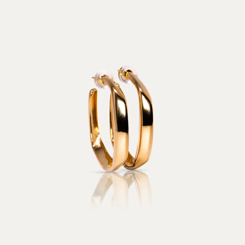 EVA - 18k Gold-Plated Square Hoops | High-Polish Versatile Statement Earrings in Gold or Silver - Enkanta
