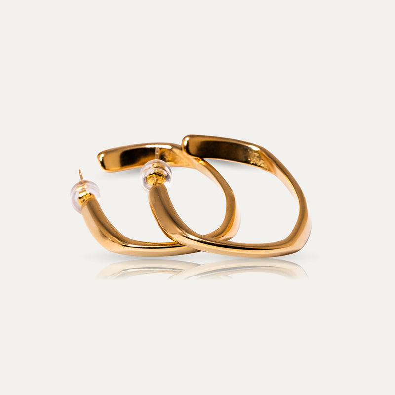 EVA - 18k Gold-Plated Square Hoops | High-Polish Versatile Statement Earrings in Gold or Silver - Enkanta