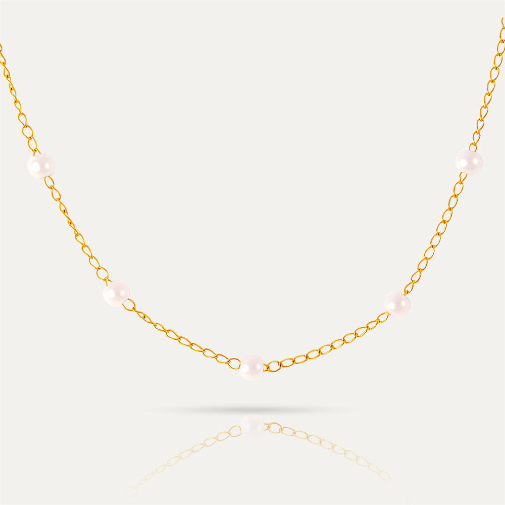 KAY - 18k Gold-Plated Delicate Pearl Chain Necklace | Hypoallergenic & Trendy Minimalist Jewelry. - Enkanta