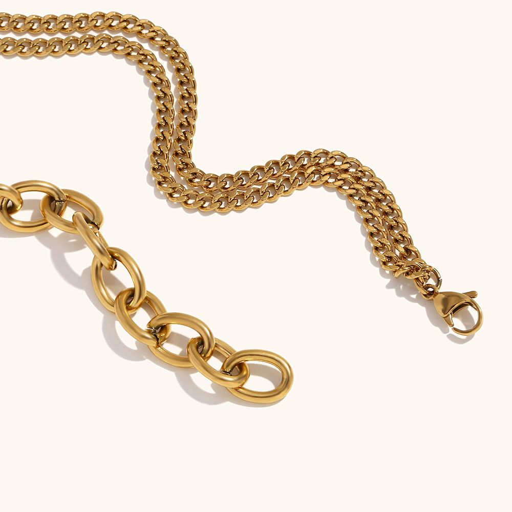 JACKIE - 18k Gold-Plated Chunky Chain & Pearl Necklace | Bold & Feminine Statement Jewelry - Enkanta