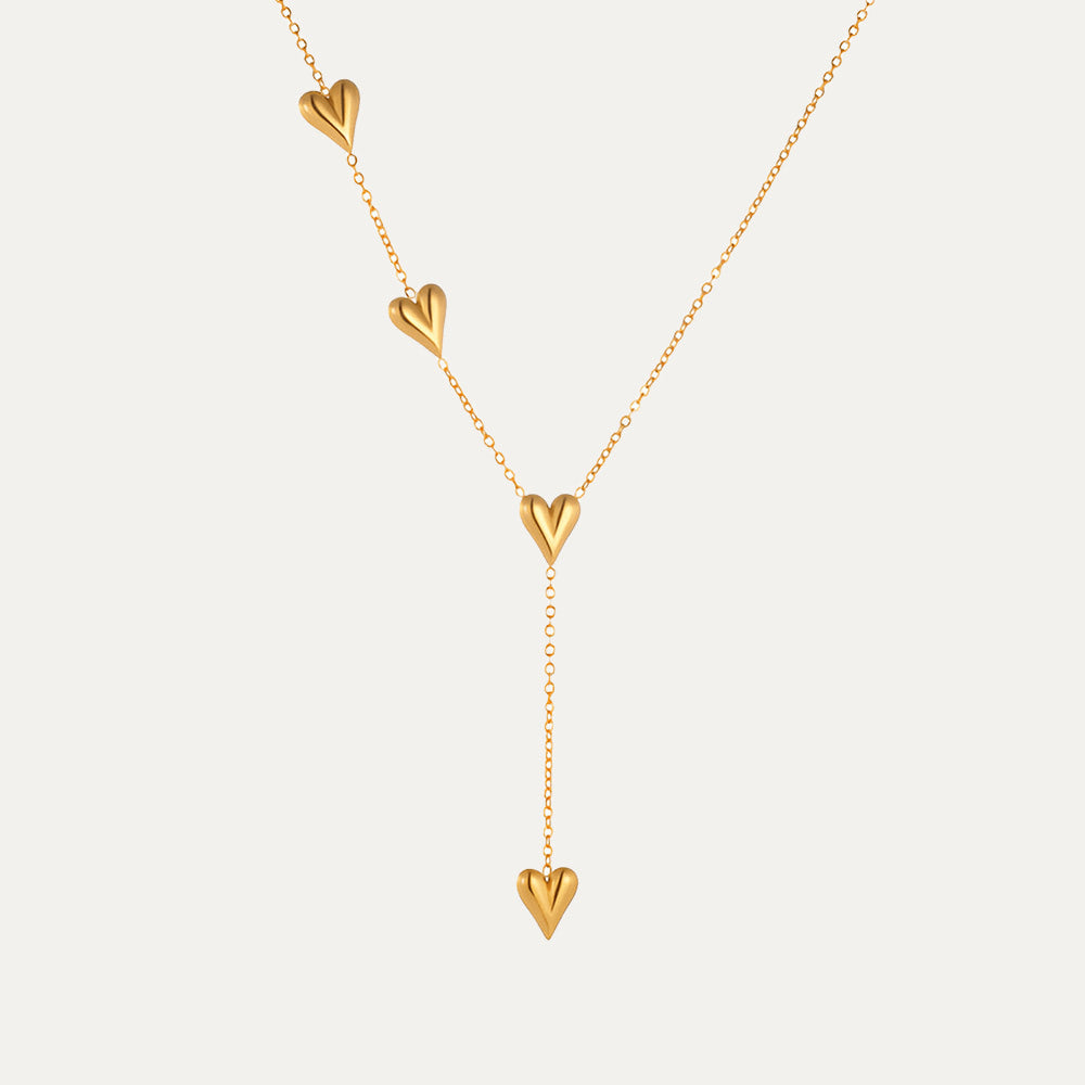 LOVE - 18k Gold-Plated Dainty Hearts Necklace | Romantic & Hypoallergenic Jewelry - Enkanta