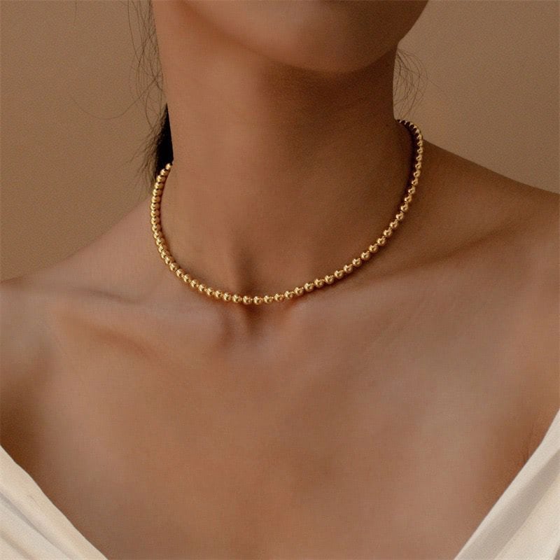 MILA - 18k Gold-Plated Necklace | Sleek Polished Spheres & Elegant Chain, Hypoallergenic - Enkanta