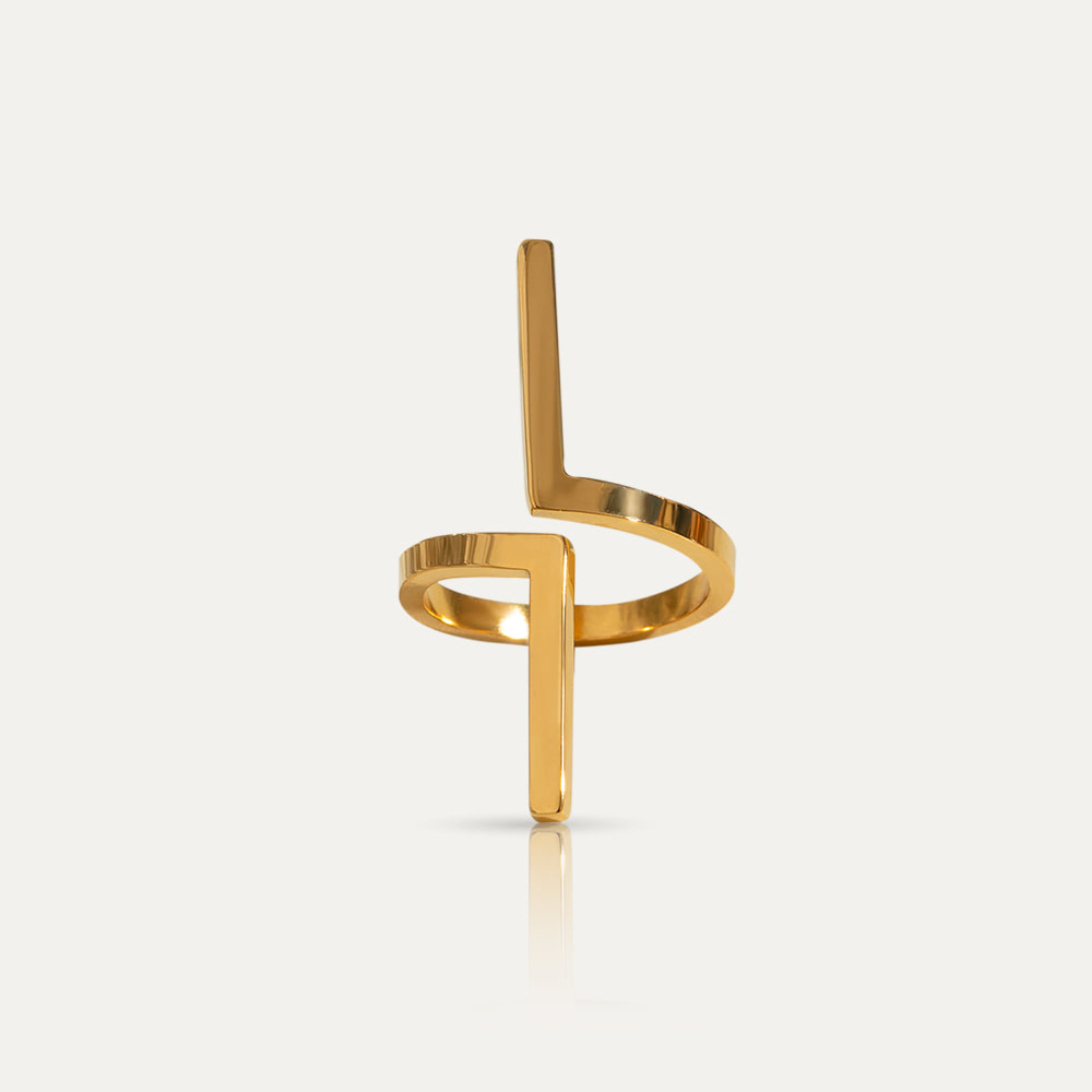 PARIS - 18k Gold-Plated Minimalist Bar Ring | Adjustable, Hypoallergenic Statement Jewelry - Enkanta
