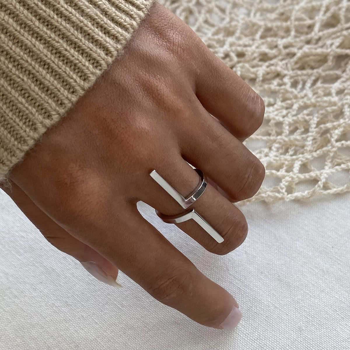 PARIS - 18k Gold-Plated Minimalist Bar Ring | Adjustable, Hypoallergenic Statement Jewelry - Enkanta