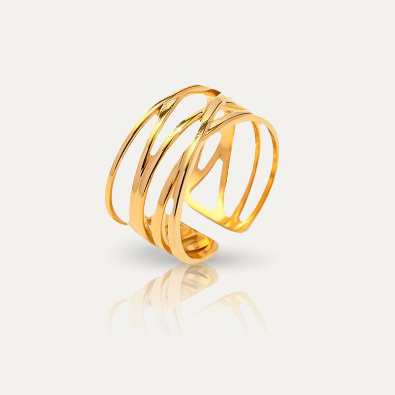 HANNA - 18k Gold-Plated Criss-Cross Ring | Adjustable Elegant & Modern Statement Jewelry - Enkanta