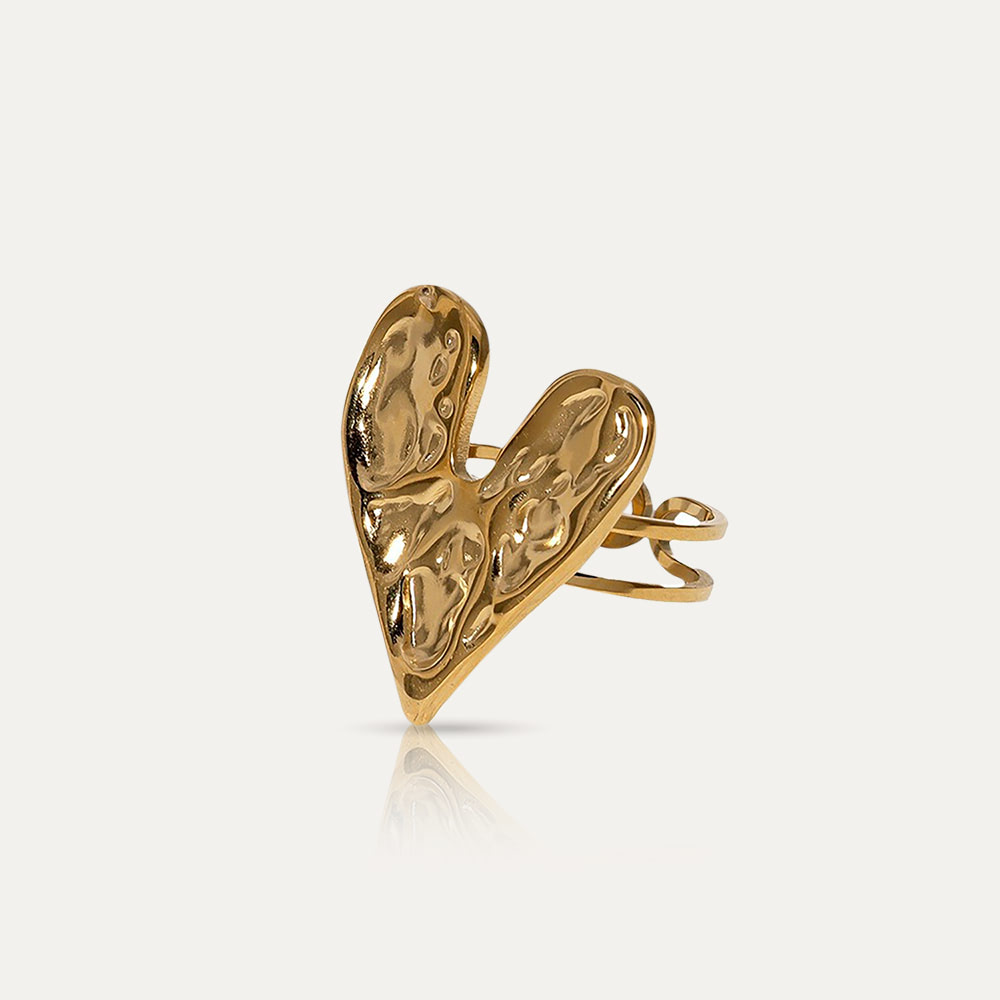 VENUS - 18k Gold-Plated Heart Symbol Ring | Adjustable Love Token, Hypoallergenic Jewelry - Enkanta