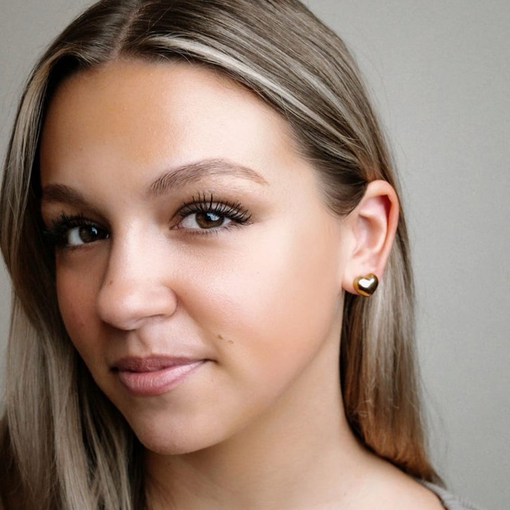HEARTS - 18k Gold-Plated Puffy Heart Earrings | Modern Luminous Jewelry, Hypoallergenic - Enkanta