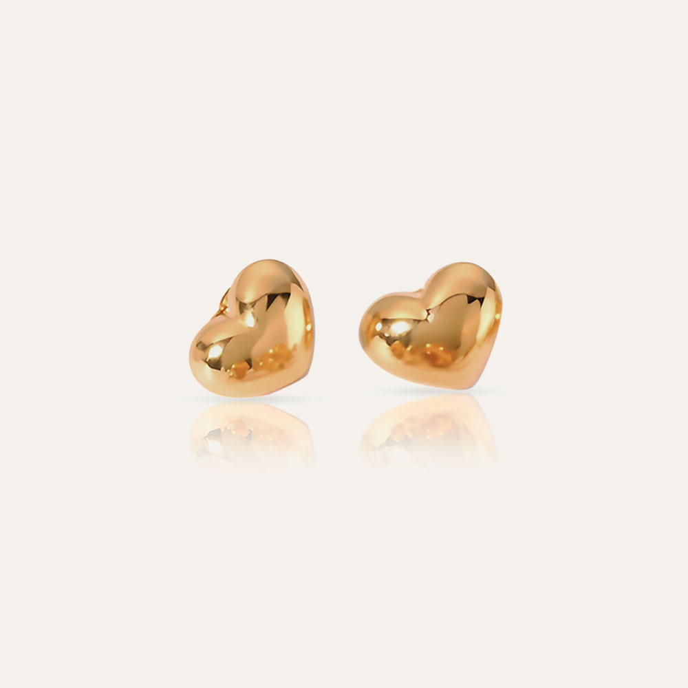 HEARTS - 18k Gold-Plated Puffy Heart Earrings | Modern Luminous Jewelry, Hypoallergenic - Enkanta